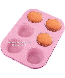 Khuôn cupcake 6 ô chống dính (hồng, xanh)