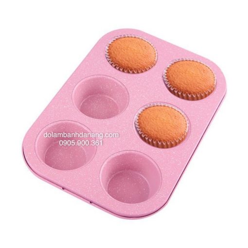 Khuôn cupcake 6 ô chống dính (hồng, xanh) Khuôn cupcake 6 ô chống dính (hồng, xanh)