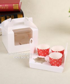 Hộp cupcake 4 ô quai xách
