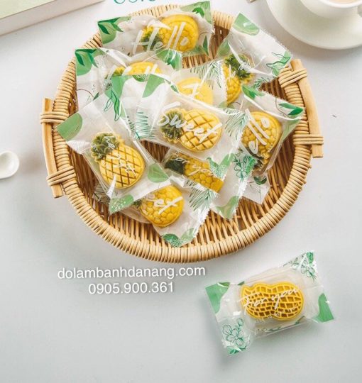Túi bánh dứa xanh lá chữ trắng (100 cái)