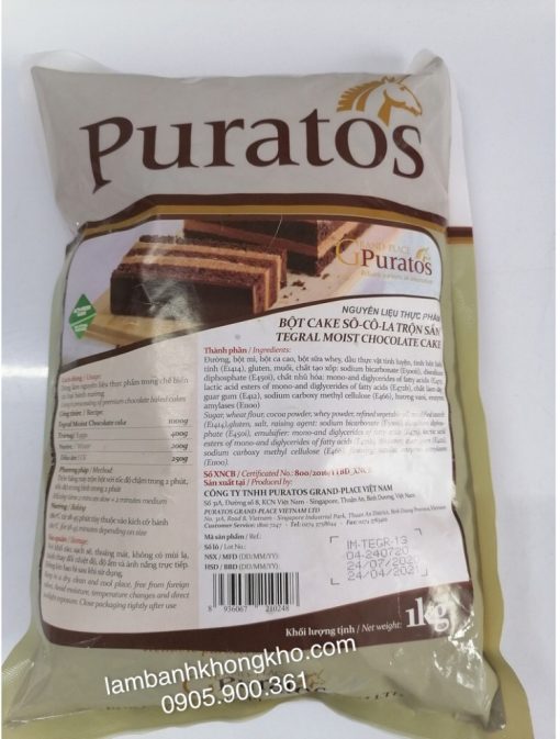 Bột trộn sẵn Moist Socola Puratos 1kg B-9278-1KG