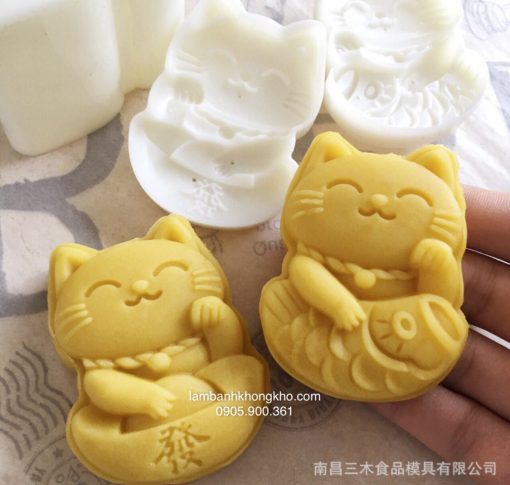 Khuôn trung thu 50g mèo thần tài TT-9393-1BO
