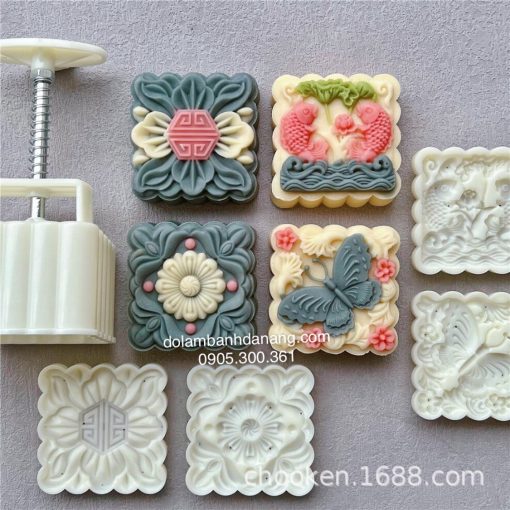 Khuôn trung thu vuông 150g (mẫu v1) TT22-9408-1SET Khuôn trung thu vuông 150g (mẫu v1) TT22-9408-1SET