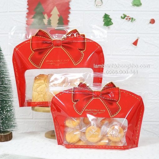 Túi zip nơ đỏ lớn 32x26cm (10 cái) BOX-10558-10C