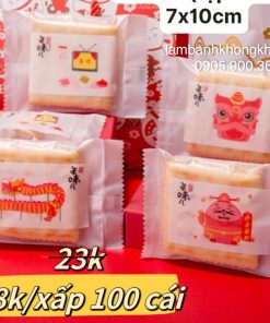 Túi bánh quy trắng mẫu lân 7x10cm BOX-10953-1X