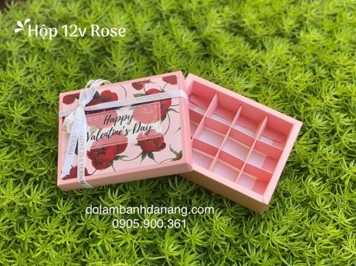 hop socola 12 vien hoa hong box110401h Hộp socola 12 viên Hoa hồng BOX-11040-1H