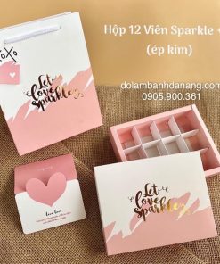 Hộp socola 12 viên (mẫu hồng trắng - Sparkle) BOX-10815-1H