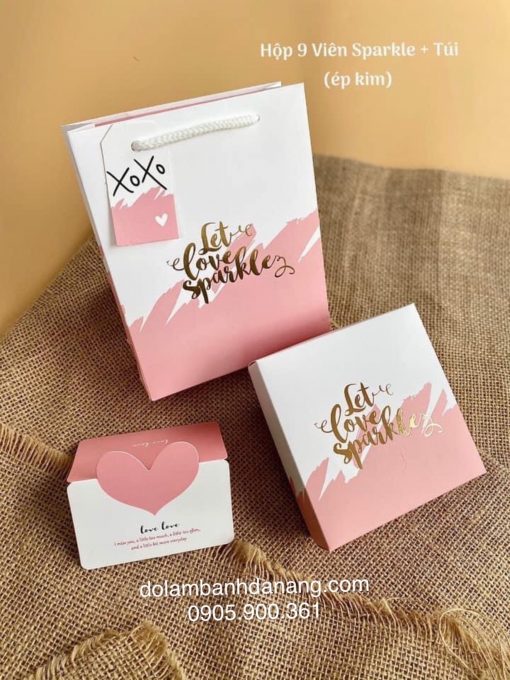 Hộp socola 9 viên Sparkle hồng BOX-11039-1H
