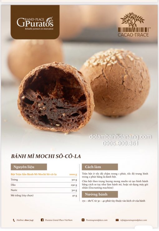 Bột trộn sẵn bánh mì Mochi socola 1kg