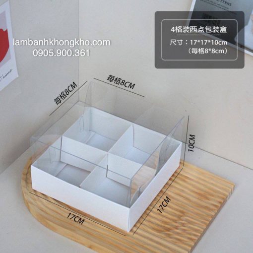 Hộp giấy 4 ngăn nắp mica trong (1 bộ)