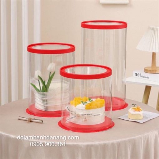 Hộp trụ 3 chi tiết 3 tầng nắp trong - ĐỎ (30x35cm)
