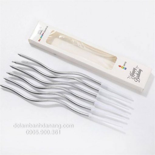 Nến sóng dài nhũ bạc (1 vỉ)