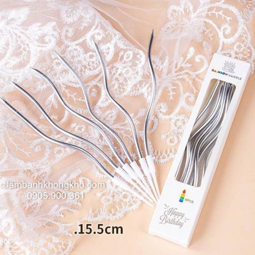 Nến sóng dài nhũ bạc (1 vỉ)