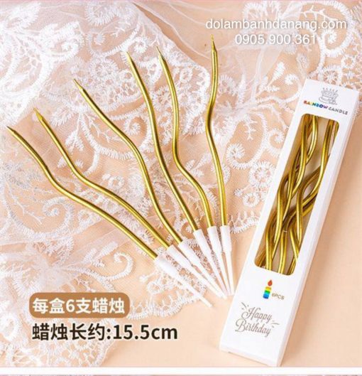Nến sóng dài nhũ vàng (1 vỉ)