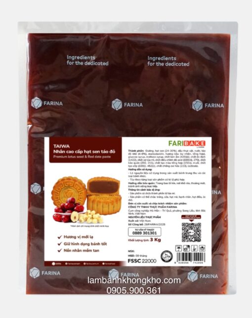 Nhân Hạt Sen Táo đỏ Taiwa Farina 1kg (loại gói 500gr)